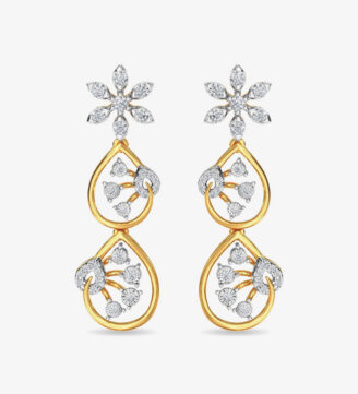 Diamond Trinity Earring Dangler Rose Gold