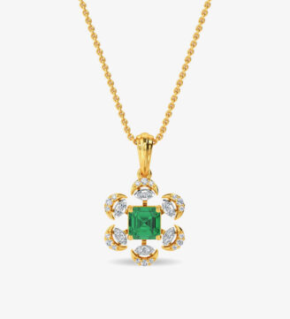 Esra Floral Diamond Pendant Set White Gold